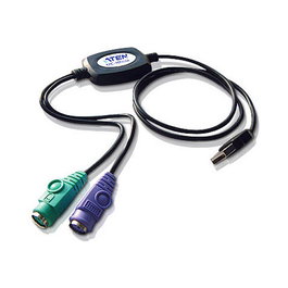 ATEN Adaptador PS/2 a USB (90 cm) USB A Macho - Convertidor Teclado y Ratón PS/2 a USB, Negro, Modelo: 84733080
