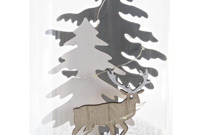 DKD Home Decor Decoración Luminosa Cristal LED Árbol Blanco y Gris