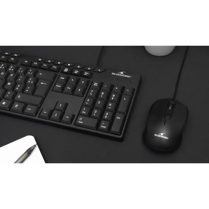 Bluestork THE3760162064902 Teclado Media Office con Cable Azerty Negro Compatible con Windows