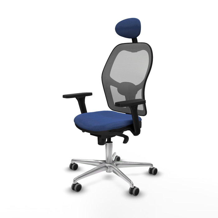 PIQUERAS Y CRESPO Silla de oficina Jorquera con mecanismo Sincro, tela Azul marino y malla Gris PIQUERAS Y CRESPO Silla de oficina Jorquera con mecanismo Sincro, tela Azul marino y malla Gris