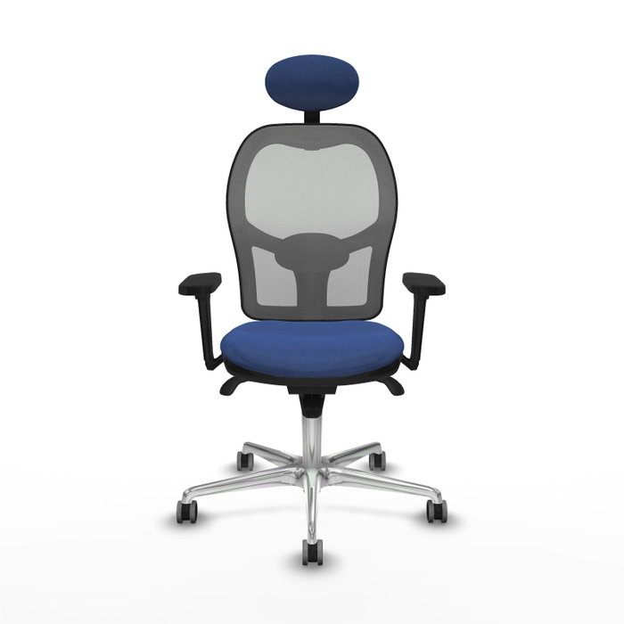PIQUERAS Y CRESPO Silla de oficina Jorquera con mecanismo Sincro, tela Azul marino y malla Gris PIQUERAS Y CRESPO Silla de oficina Jorquera con mecanismo Sincro, tela Azul marino y malla Gris