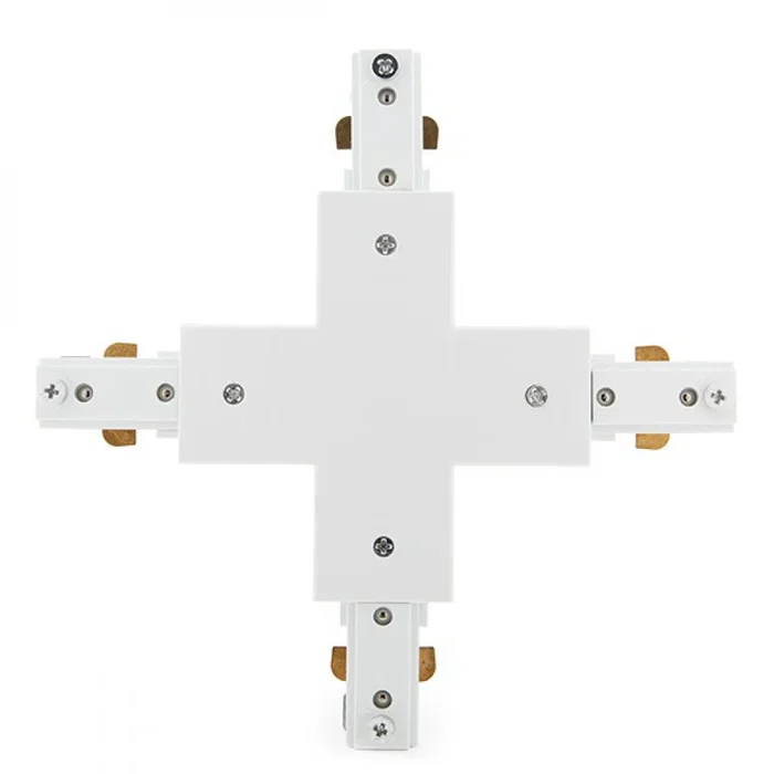 Conector X Carril Bifásico Blanco para Focos de LEDs Conector X Carril Bifásico Blanco para Focos de LEDs