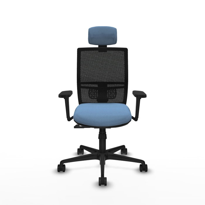 PIQUERAS Y CRESPO Silla de oficina Yunquera con mecanismo Sincro, Azul cielo y Negro