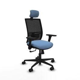PIQUERAS Y CRESPO Silla de oficina Yunquera con mecanismo Sincro, Azul cielo y Negro