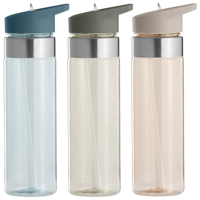 Botella Day 700 Ml Con Pajita Plegable, Libre de BPA, Tritán y PP, Hasta 70ºC, Apta Lavavajillas