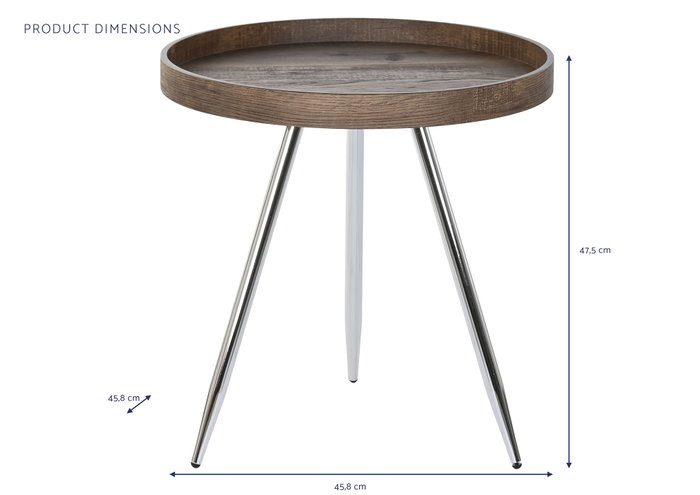 DKD Home Decor Mesita Auxiliar Moderno Marron Oscuro Plateado Acero MDF 45.8 x 47.5 x 45.8 cm DKD Home Decor Mesita Auxiliar Moderno Marron Oscuro Plateado Acero MDF 45.8 x 47.5 x 45.8 cm