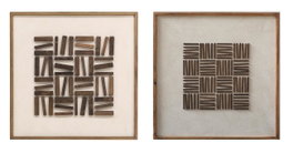 DKD Home Decor Cuadro Madera Reciclada Pino 62x4x62 3D Surtido de 2 Unidades