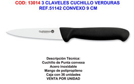 3 CLAVELES Cuchillo de Verduras Convexo 9 cm Ref. 51142