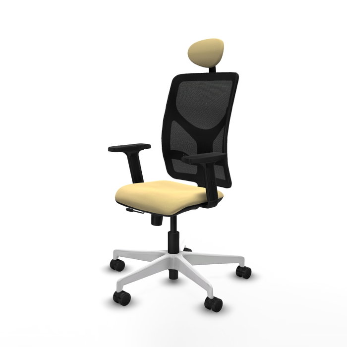 PIQUERAS Y CRESPO Silla de oficina Motilla con mecanismo Sincro/Traslack Crema y Negro