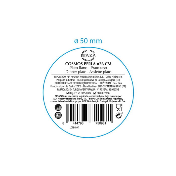 Plato Llano Cerámico Cosmos Bidasoa 26 cm Plato Llano Cerámico Cosmos Bidasoa 26 cm