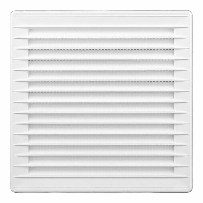 Edm Rejilla de ventilación cuadrada empotrable ajustable con mosquitera ø 80-150mm, 170x170x11,5mm, blanca Edm Rejilla de ventilación cuadrada empotrable ajustable con mosquitera ø 80-150mm, 170x170x11,5mm, blanca