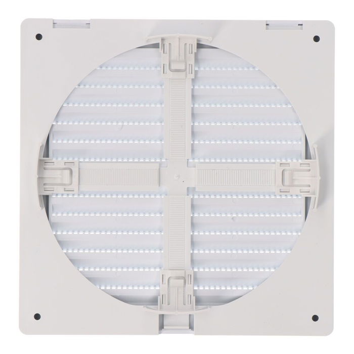 Edm Rejilla ventilación cuadrada empotrable ajustable ø 80-150 mm con mosquitera ABS blanca 170x170x11,5mm