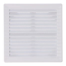 Edm Rejilla ventilación cuadrada empotrable ajustable ø 80-150 mm con mosquitera ABS blanca 170x170x11,5mm