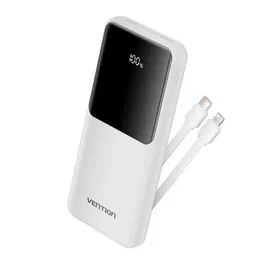 Vention FHOW0 Powerbank 10000mAh 22.5W Blanca con Cable USB Tipo-C y Lightning