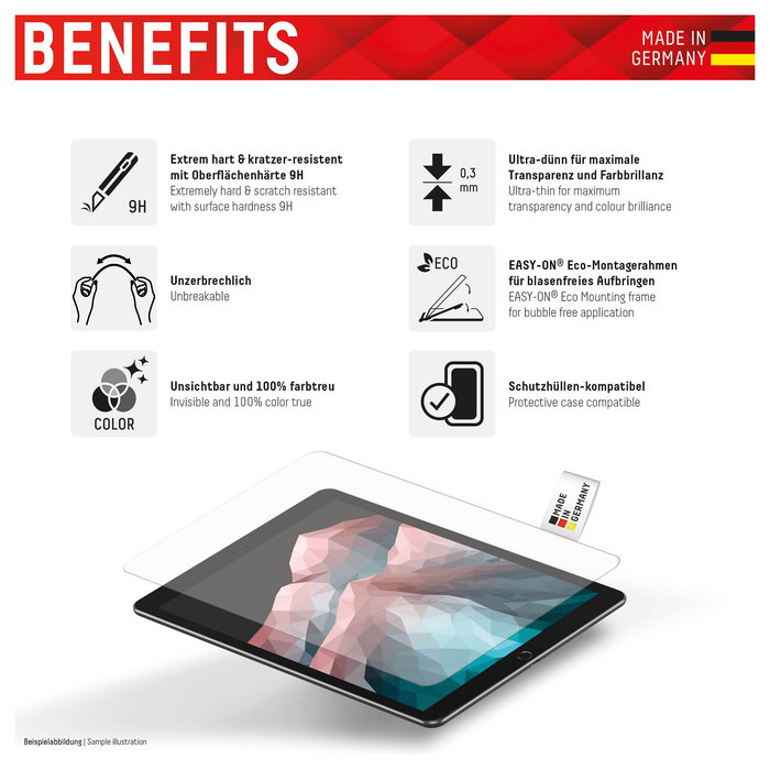 Displex Protector de Pantalla Vidrio Templado 9H para Apple iPad 10.9" (2022) / 11" (2025), Ultra Delgado, Resistente a Impactos y Rayones, Fácil Aplicación, Transparente