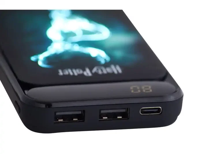 Wondee Power Bank Harry Potter Patronus 10000 mAh Cargador Portátil Luminoso con Efecto Luz y LCD para Móvil, 2 Puertos USB-A, Incluye Cable