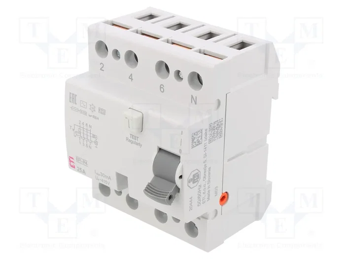 ETI POLAM EFI-P4 AC 25/0.03 Interruptor Diferencial 4 Polos 25A 30mA ETI POLAM EFI-P4 AC 25/0.03 Interruptor Diferencial 4 Polos 25A 30mA