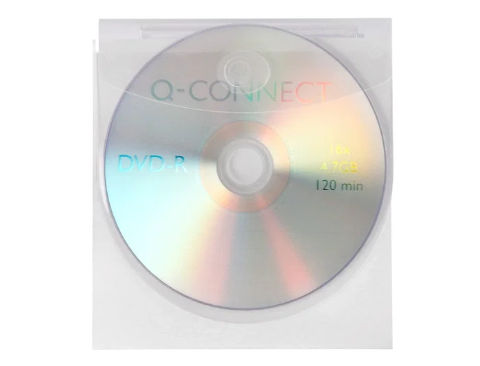 Q-connect Funda Autoadhesiva para CD/DVD de Polipropileno Transparente con Solapa - Pack 10 Unidades - Almacenamiento y Conservación de Discos Q-connect Funda Autoadhesiva para CD/DVD de Polipropileno Transparente con Solapa - Pack 10 Unidades - Almacenamiento y Conservación de Discos
