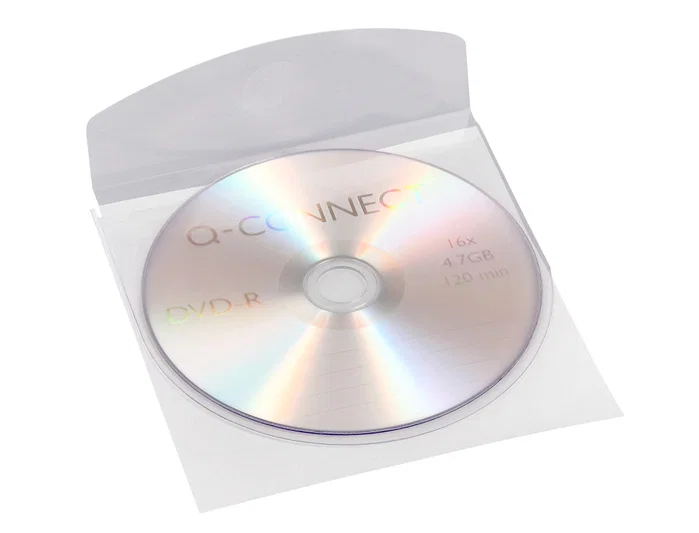 Q-connect Funda Autoadhesiva para CD/DVD de Polipropileno Transparente con Solapa - Pack 10 Unidades - Almacenamiento y Conservación de Discos Q-connect Funda Autoadhesiva para CD/DVD de Polipropileno Transparente con Solapa - Pack 10 Unidades - Almacenamiento y Conservación de Discos