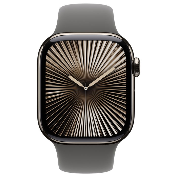 Apple Watch Series 10 GPS + Cellular 42mm Natural Titanium Case con Stone Grey Sport Band - S/M