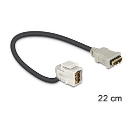 DELOCK 110 - Módulo Keystone HDMI Hembra a HDMI Hembra con Cable, 0.22m (22cm), Conectores Chapados en Oro, Negro