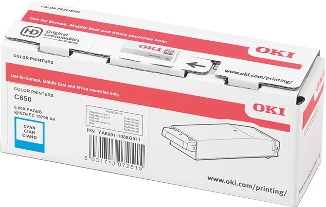 OKI Cartucho de Tóner Cian 09006127 para C650dn y C651dn OKI Cartucho de Tóner Cian 09006127 para C650dn y C651dn
