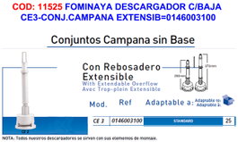 FOMINAYA Descargador WC Cisterna Baja con Conjunto de Campana Extensible