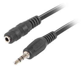 Lanberg Cable de Audio Estéreo Jack 3,5 mm Macho a Hembra 5 m Negro