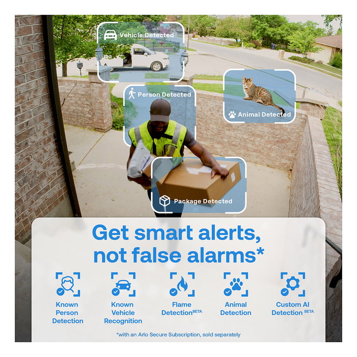 ARLO Essential 3 2K Cámara de Seguridad IP, 2 Unidades, 4 MP, Blanco, Interior/Exterior, WiFi, Alámbrico/Inalámbrico, Conexión PoE/USB, Compatible con Alexa, Google Home, HomeKit