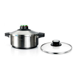 Elma Präst Olla a Presión 4 L Acero Inoxidable 18/10 para Inducción Ø24 cm Incluye Tapa de Cristal y de Presión