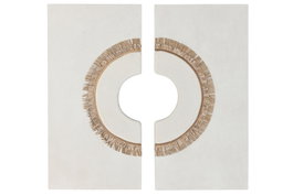 DKD Home Decor Decoracion Pared Scandi Blanco Natural 6 x 120 x 120 cm Set de 2