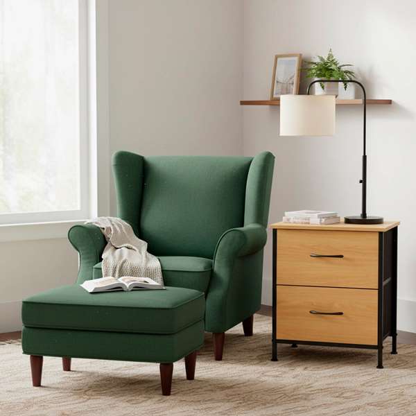 Max Home Mesita de noche con 2 cajones 40x30xH52 cm Hierro y MDF