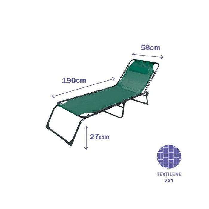 Marbueno Pack de 2 Tumbona Plegable Acero Con Cojin Verde