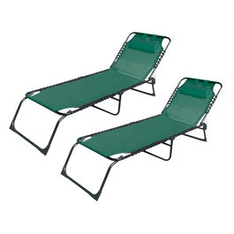 Marbueno Pack de 2 Tumbona Plegable Acero Con Cojin Jardin y Piscina 190X58X27 Verde MARBUENO SUMMER 10002X2
