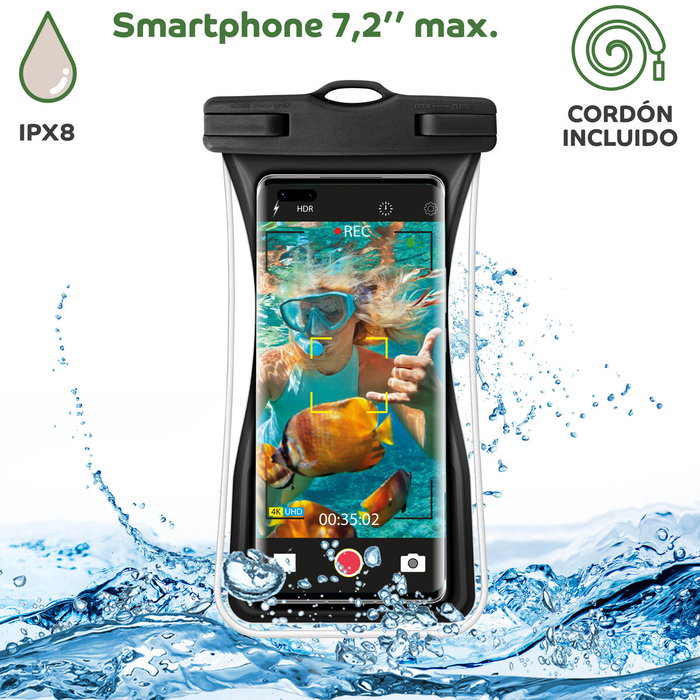 myway funda acuática universal Floating IPx8 hasta 7,2" negra