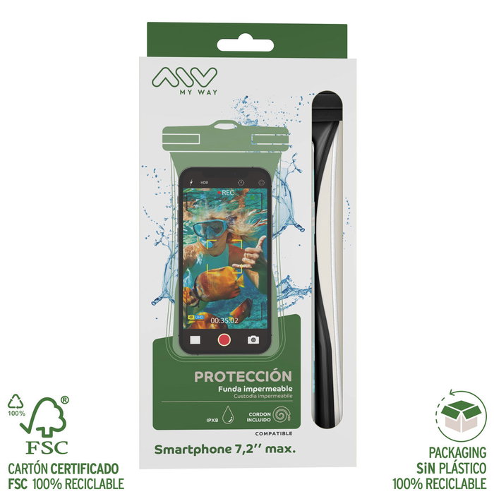 myway funda acuática universal Floating IPx8 hasta 7,2" negra