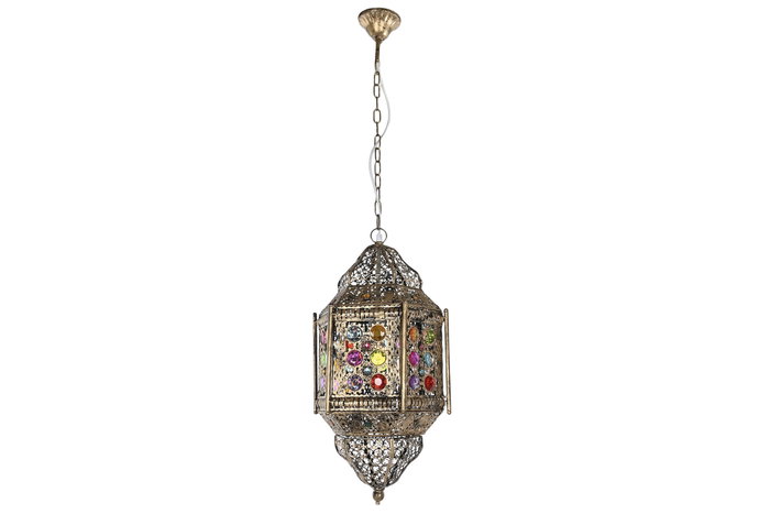 DKD Home Decor Lámpara de Techo Metal y Acrílico Dorado y Multicolor