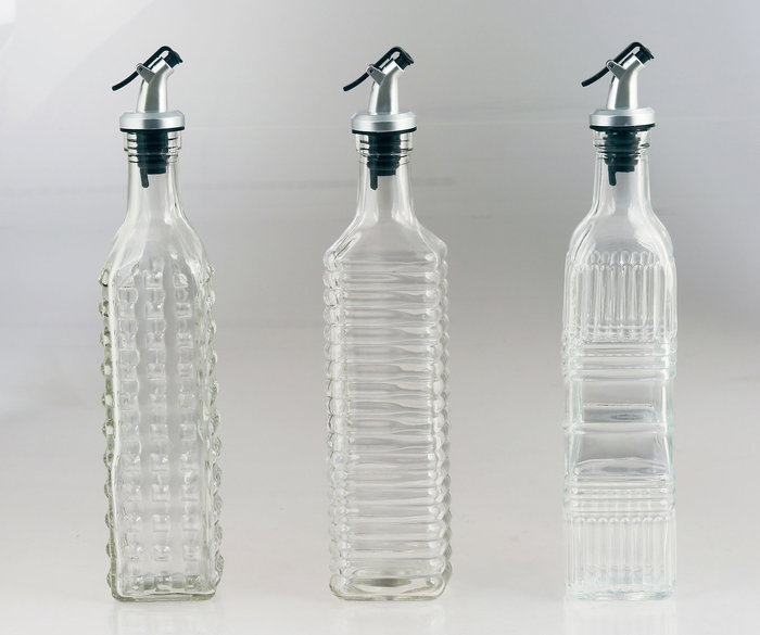 Inde Aceitera de Vidrio 500 ml con Tapón, 6x6x30 cm (24 Unidades)