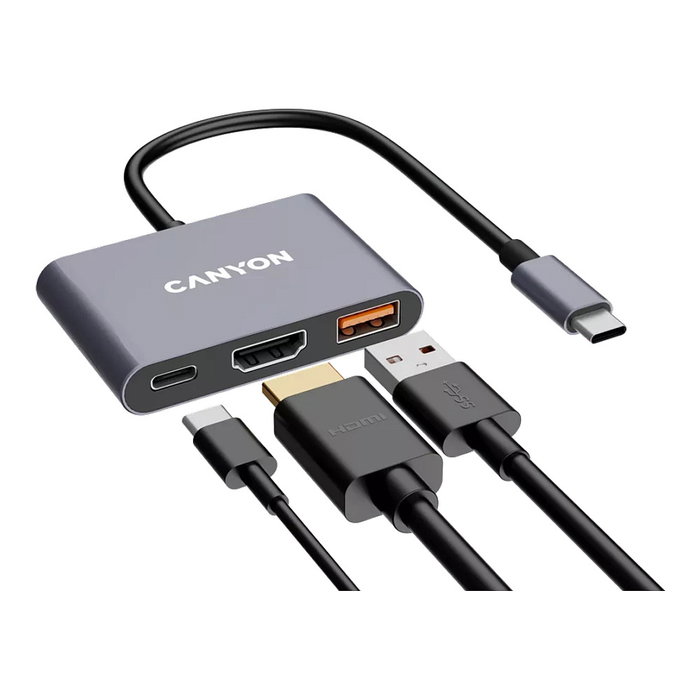 Canyon DS-4 Hub 3in1 USB-C Gris