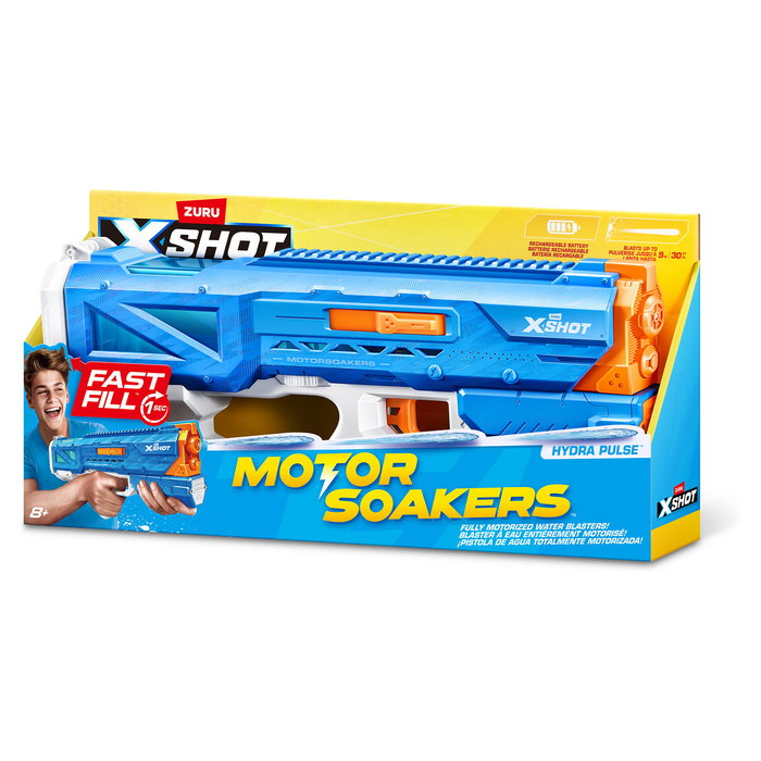 ZURU XSHOT 118158 Hydra Pulse Motor Soaker - Pistola de agua, 650 ml, alcance 9 m, multicolor, para niños +8 años
