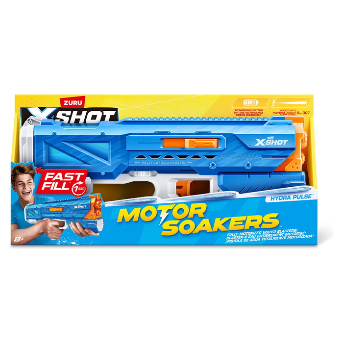 ZURU XSHOT 118158 Hydra Pulse Motor Soaker - Pistola de agua, 650 ml, alcance 9 m, multicolor, para niños +8 años