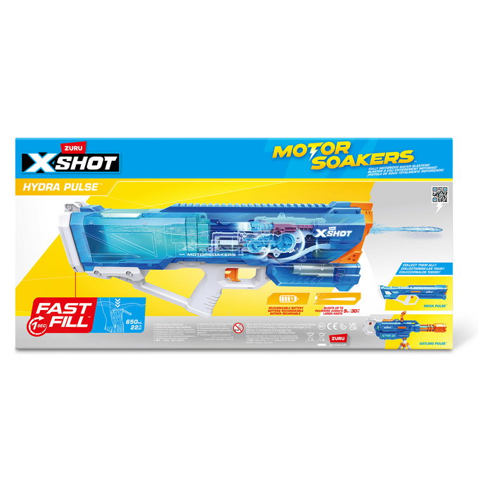 ZURU XSHOT 118158 Hydra Pulse Motor Soaker - Pistola de agua, 650 ml, alcance 9 m, multicolor, para niños +8 años
