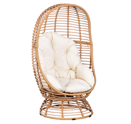 DKD Home Decor Sillón Terraza y Jardín Ratán Sintético y Hierro Marrón Claro Blanco 83 x 73 x 143 cm