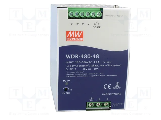 MEAN WELL WDR-480-48 Fuente de alimentación 480W 48VDC 10A