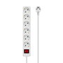 MicroConnect Regleta de Corriente Schuko con 6 Tomas, Interruptor ON/OFF, Cable 1.5M, Blanca