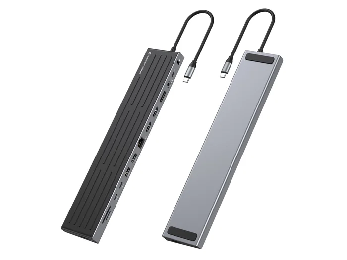 Conceptronic DONN32B Docking Station USB-C 14 en 1, Gris/Plata