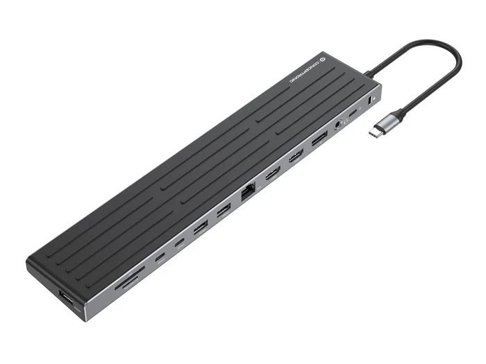 Conceptronic DONN32B Docking Station USB-C 14 en 1, Gris/Plata