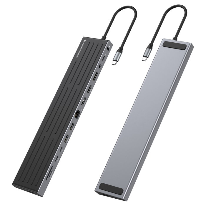 Conceptronic DONN32B Docking Station USB-C 14 en 1, Gris/Plata