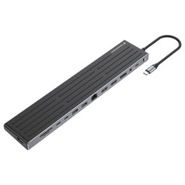 Conceptronic DONN32B Docking Station 14 en 1 USB-C Gris, Plata