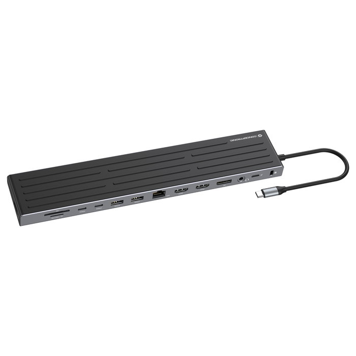 Conceptronic DONN32B Docking Station USB-C 14 en 1, Gris/Plata